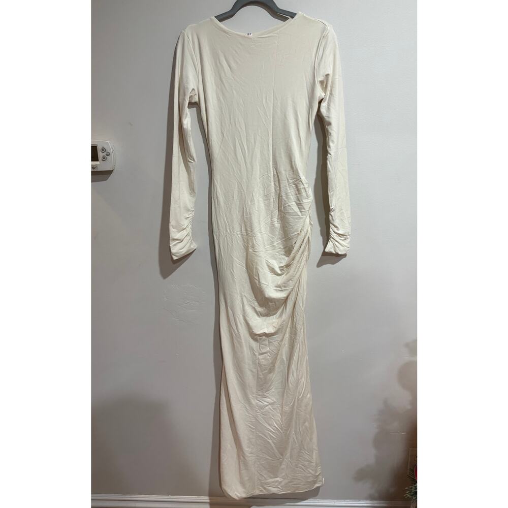 NWT Oh Polly Regine Modal Ruched Backless Maxi Dress Ivory Women's Size Medium - Picture 2 of 8